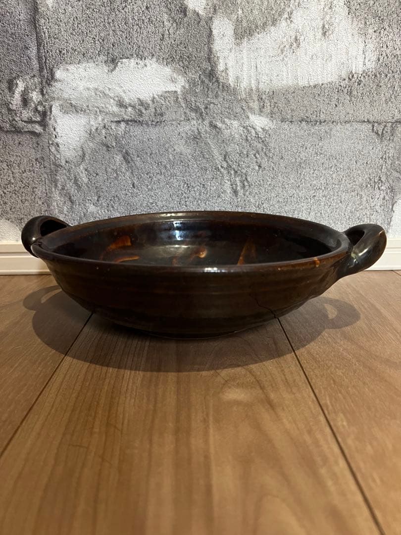 加山晴子　陶器　皿　器　美術品　鉢　土鍋風　持ち手