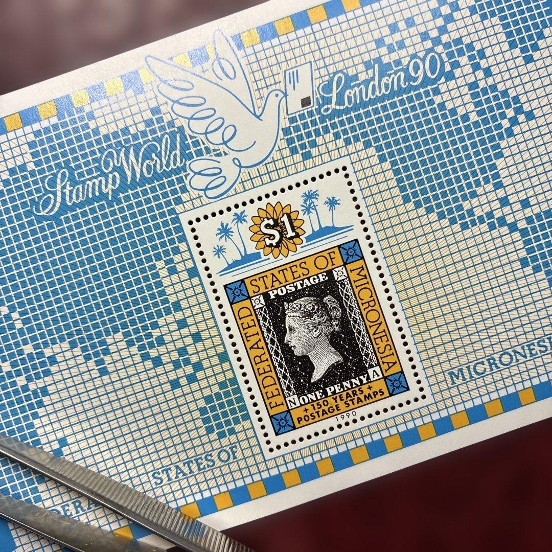 76978セール現品限 外国切手 ミクロネシア発行ペニーブラック小型