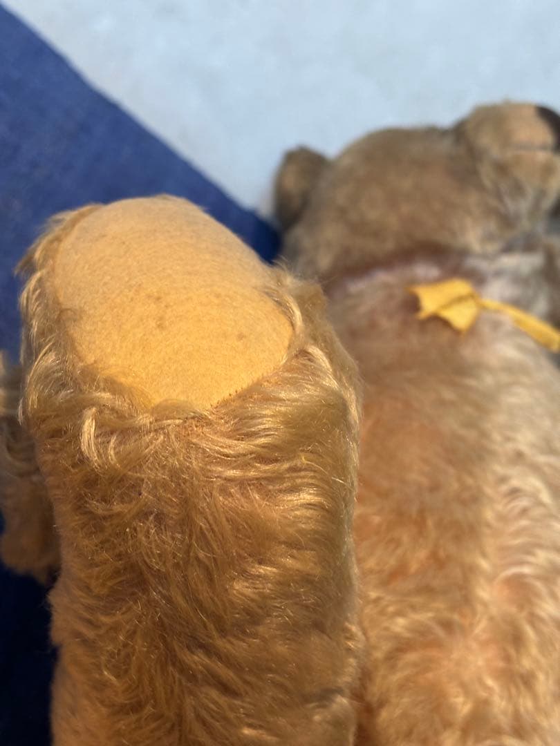 ヴィンテージ テディベア 52㎝ お腹のところで鳴く 手足動く 黄リボン