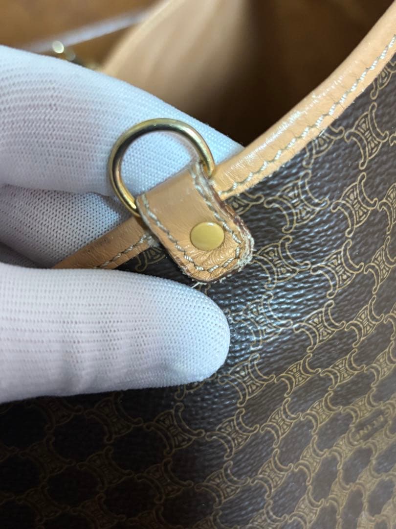 CELINE セリーヌ マカダム柄 トリオンフ トートバッグ ブラウン