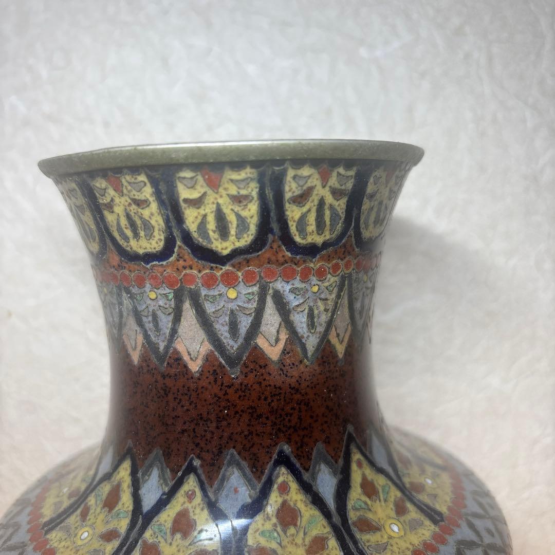 美品 高級日本七宝花瓶 鳳凰 花唐草文 骨董