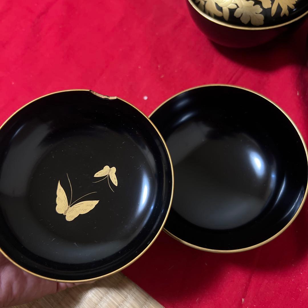 美品 輪島塗 菊 蒔絵 吸物碗 10客 漆器 (内一客蓋に割れあり)