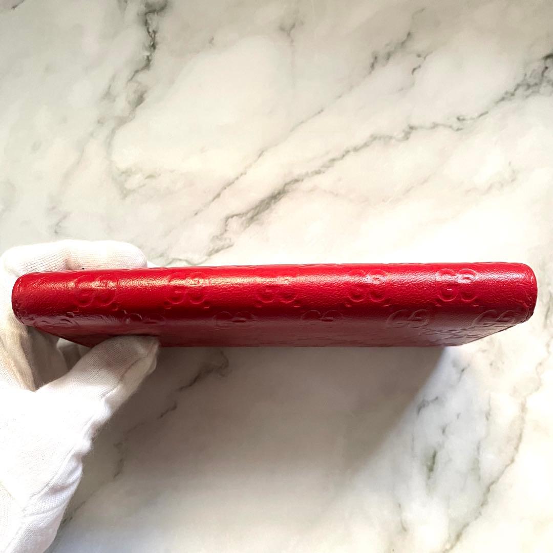 GUCCI グッチ フラップ 長財布　シマレザー　3つ折り財布　美品0114-⑤