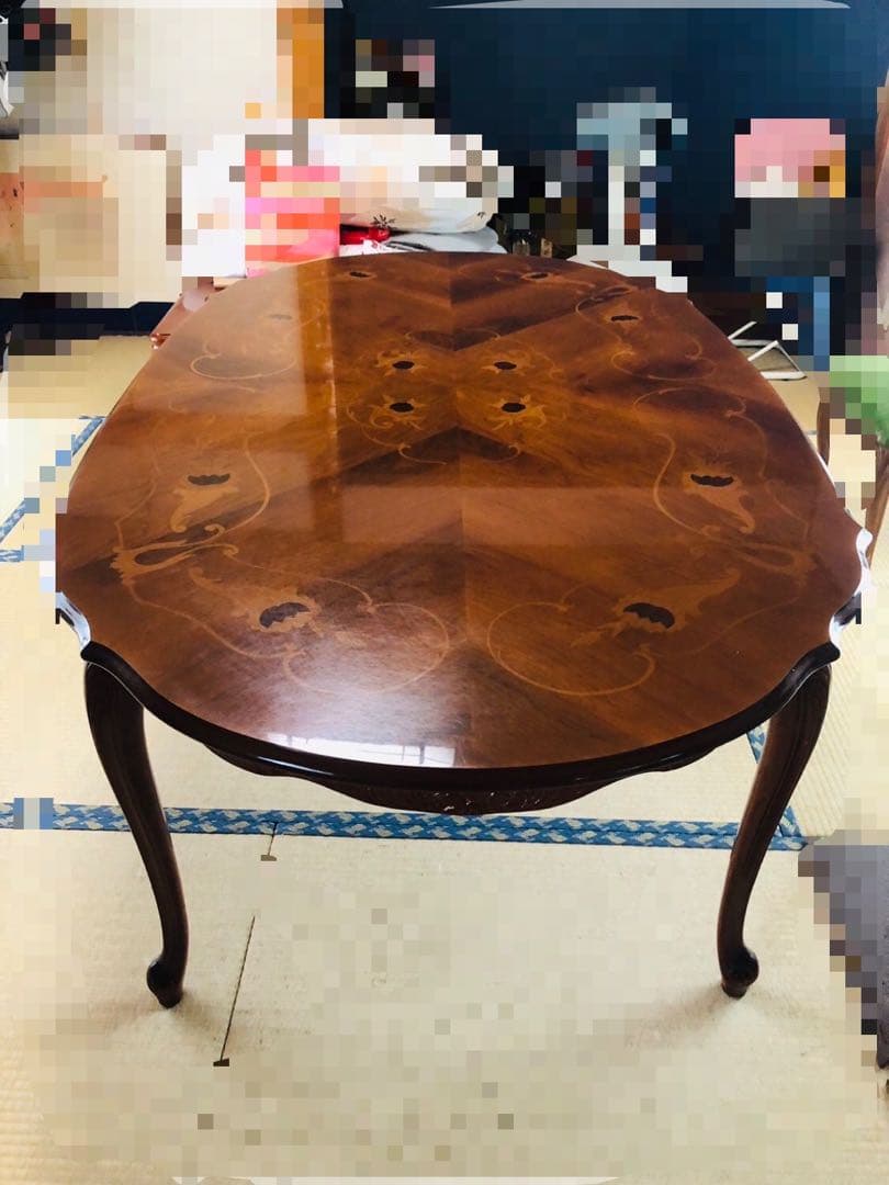 アンティーク　猫足　木製楕円形ダイニングテーブル