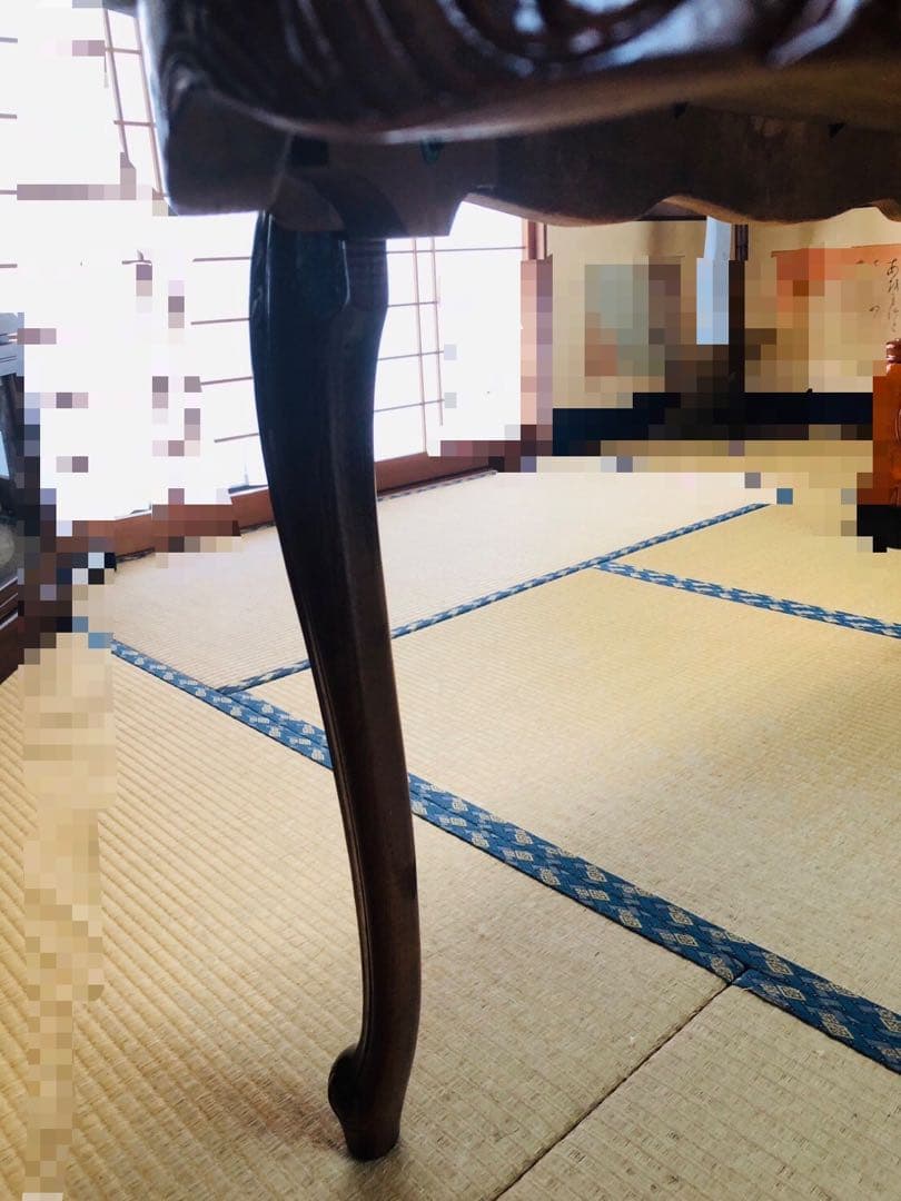 アンティーク　猫足　木製楕円形ダイニングテーブル