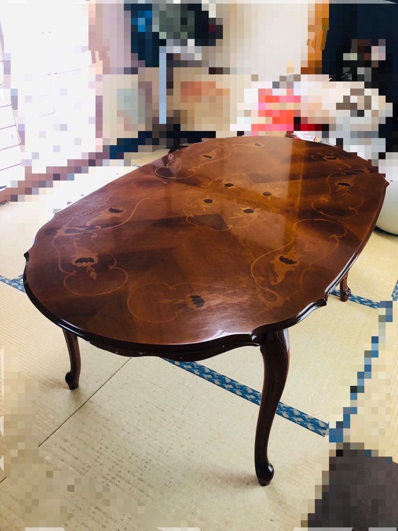 アンティーク　猫足　木製楕円形ダイニングテーブル