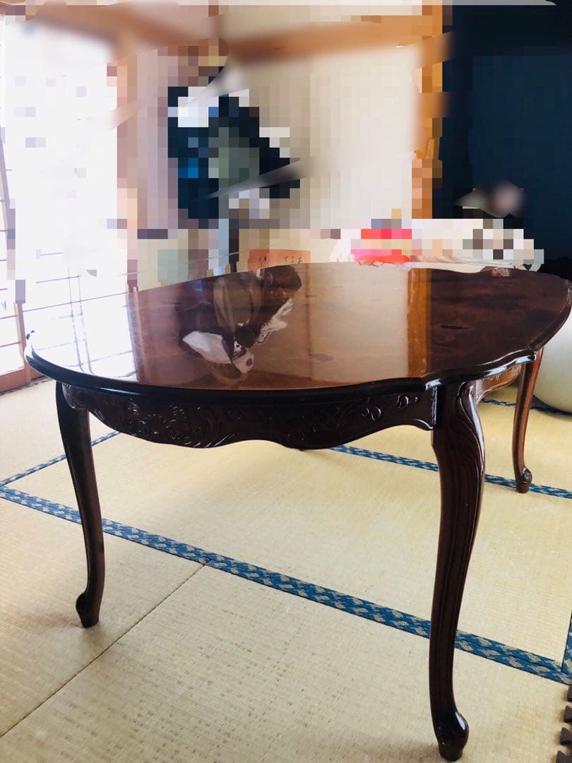 アンティーク　猫足　木製楕円形ダイニングテーブル