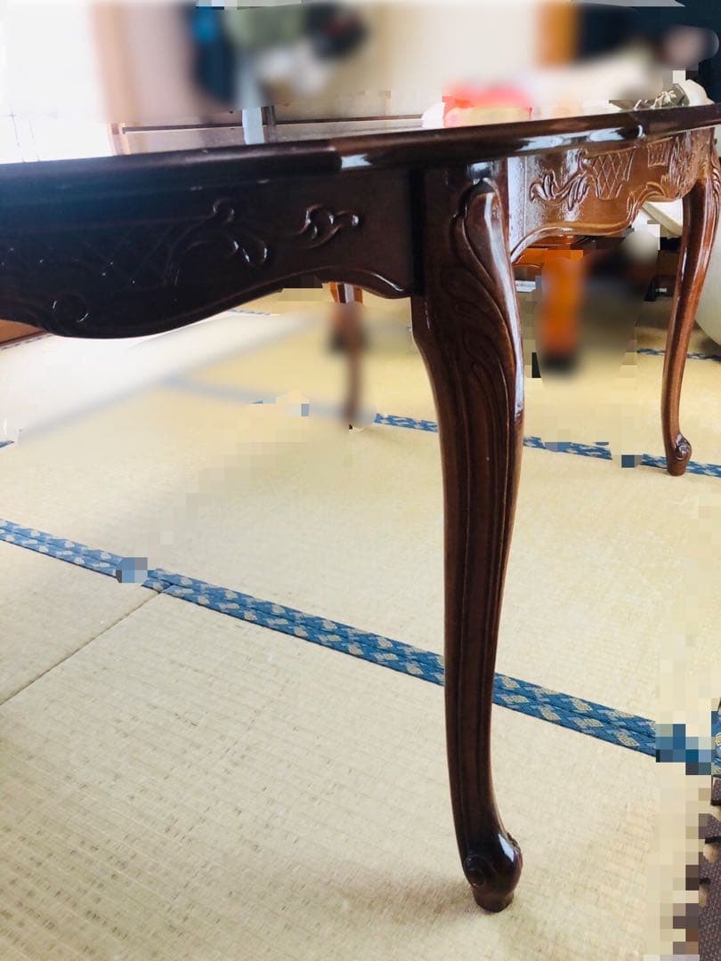 アンティーク　猫足　木製楕円形ダイニングテーブル