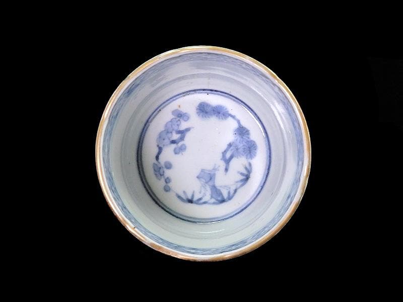 古伊万里　色絵　雲龍に毘沙門亀甲紋の図　大振蕎麦猪口　C964AS-fbqq