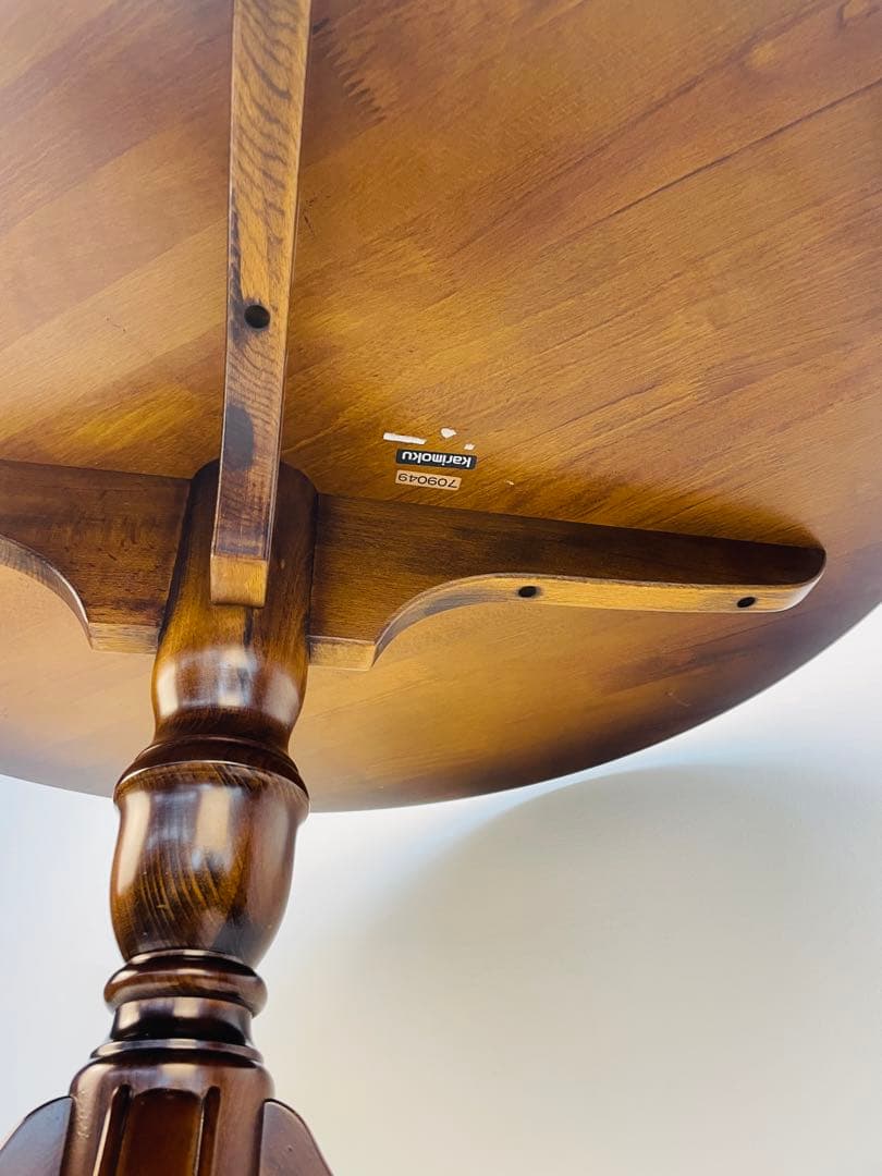 【美品】カリモク 丸テーブル 80cm ラウンド ダイニング　ブラウン