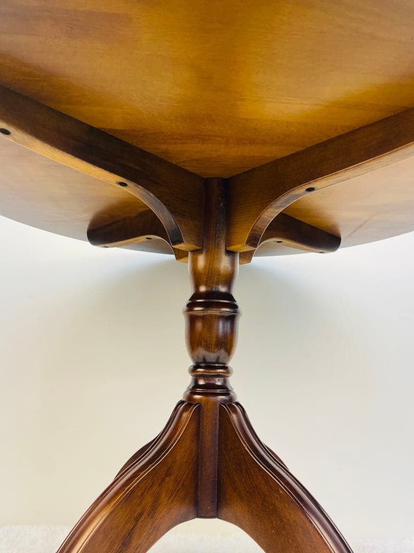 【美品】カリモク 丸テーブル 80cm ラウンド ダイニング　ブラウン