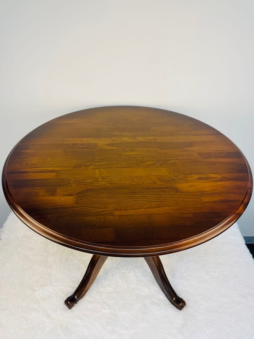 【美品】カリモク 丸テーブル 80cm ラウンド ダイニング　ブラウン