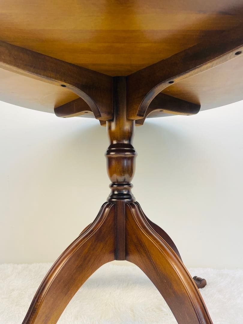 【美品】カリモク 丸テーブル 80cm ラウンド ダイニング　ブラウン