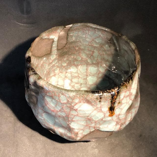 煎茶 織部釉 纏枝蓮花紋 瓶掛 時代物 古美術 DT247 煎茶 織部釉