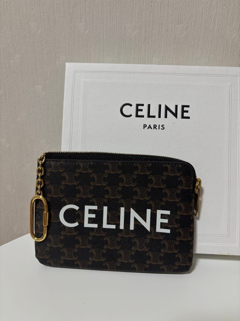 【美品】CELINEプリント入りトリンオフキャンバス パース