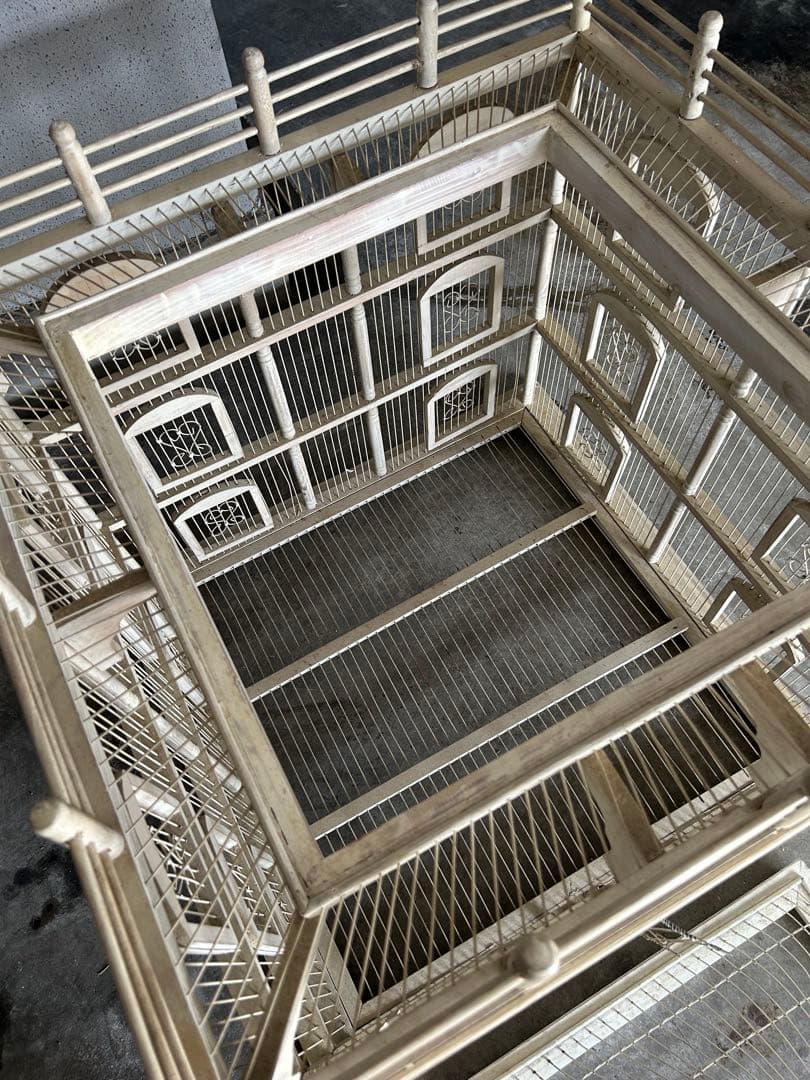 大型 多層木製鳥かご ドーム型屋根付き アンティーク ガーデニング