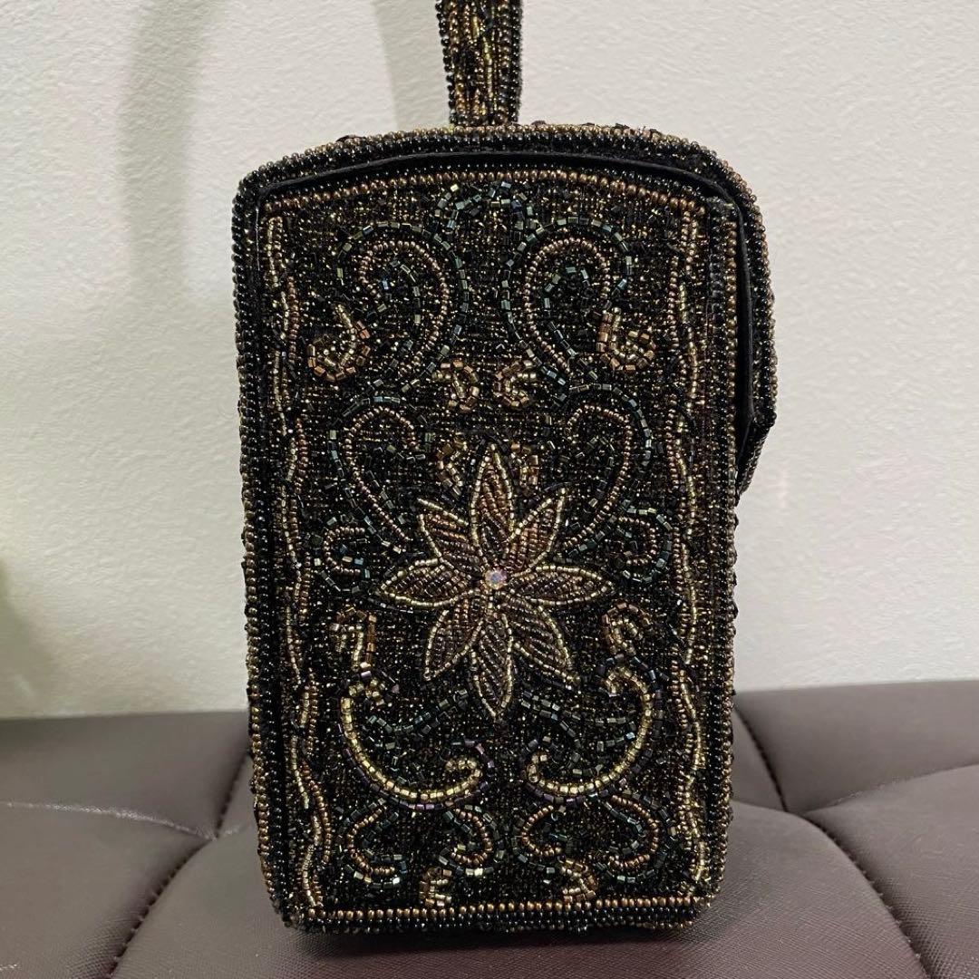 L'oro ロロ ビーズバッグ ターンロック金具 ハンドバッグ アンティーク