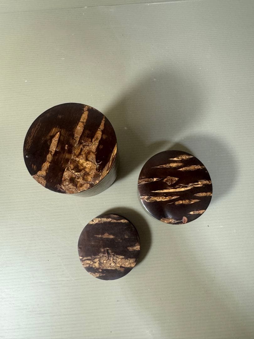 2354 桜皮細工 樺細工 蓋型小物入れ3客 茶入1客の通販はau PAY