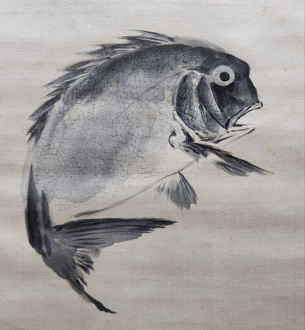 【踊り鯛図】近藤浩一路 2625 タイ 掛け軸　肉筆