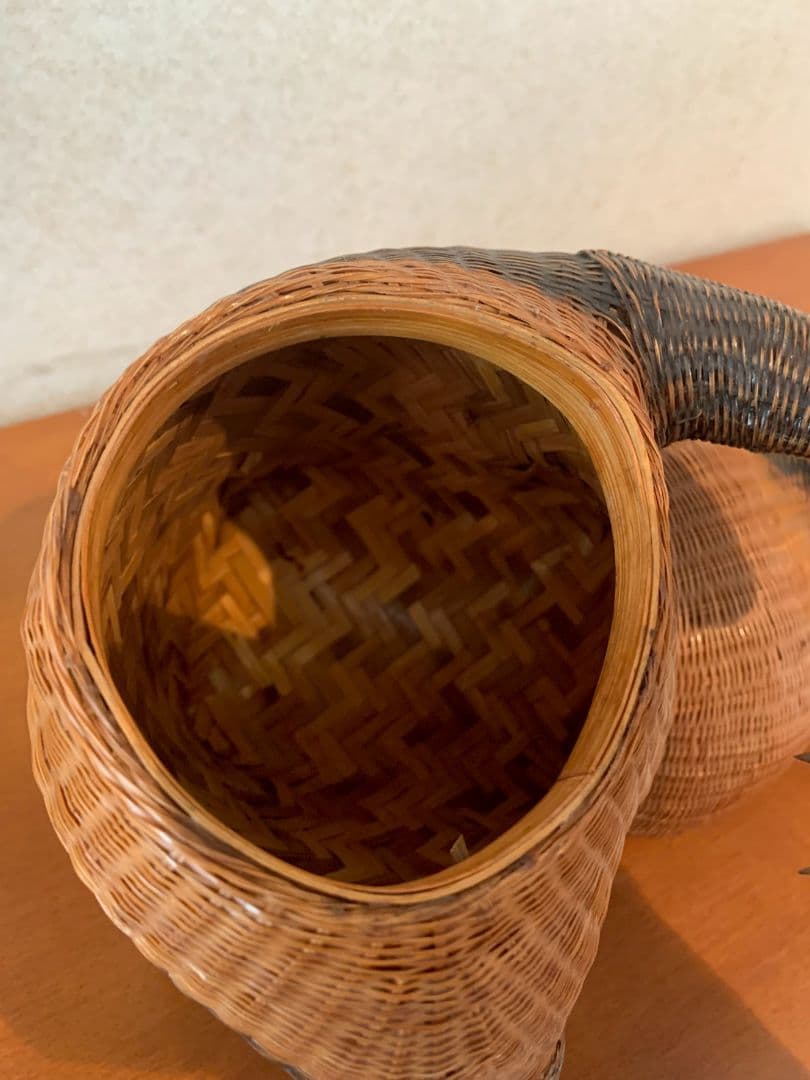 パンダ 竹製 籠 上海 中国 工芸品 小物入れ 籐 アンティーク レトロ
