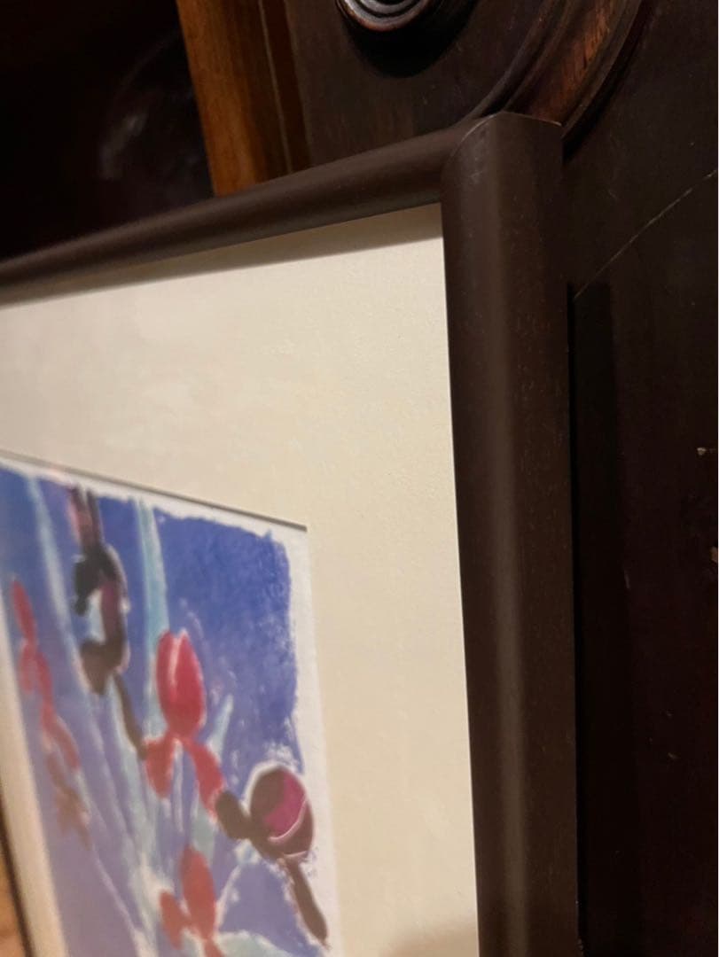 ベルナール カトラン 青い背景のアイリスの花束 2枚 セット 額縁 アート