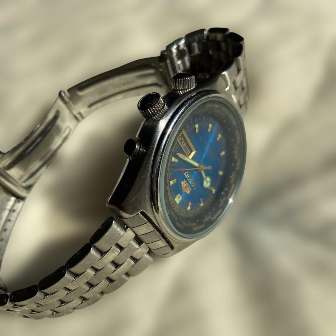 【レア美品】オリエント自動巻き腕時計 ワールドタム、デイデイト機能