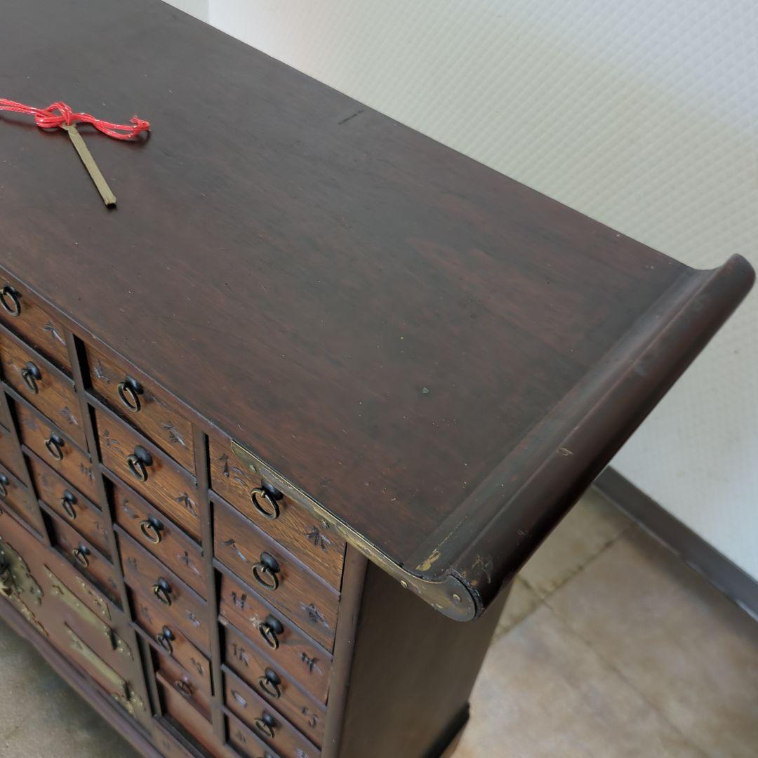 螺鈿細工 引き出し收納 木彫 花台 電話台 置物台 サイドテーブル2点