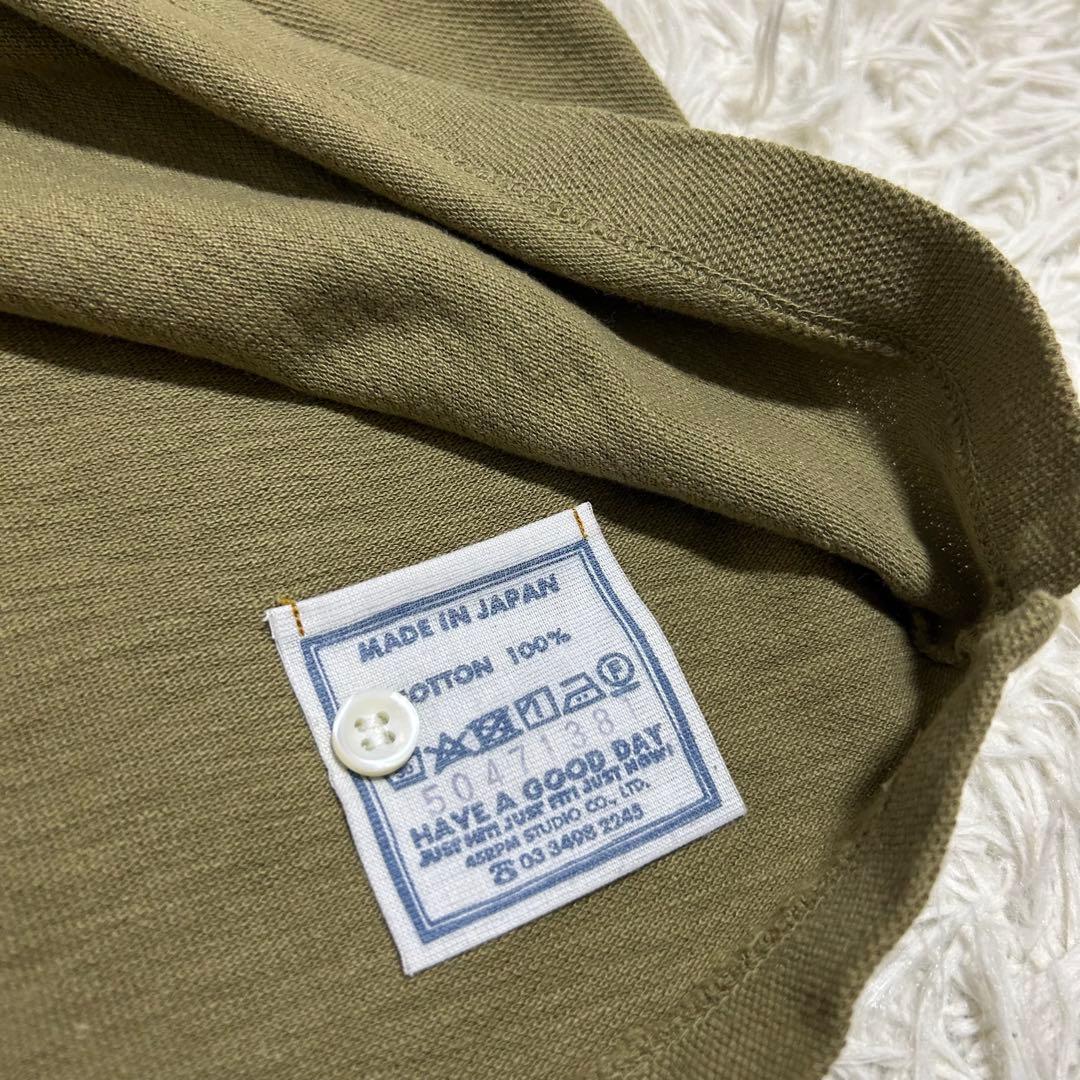 良品✨45R ジンバカノコの33色馬ポロ R刺繍 ゆったり ポロシャツ カーキ