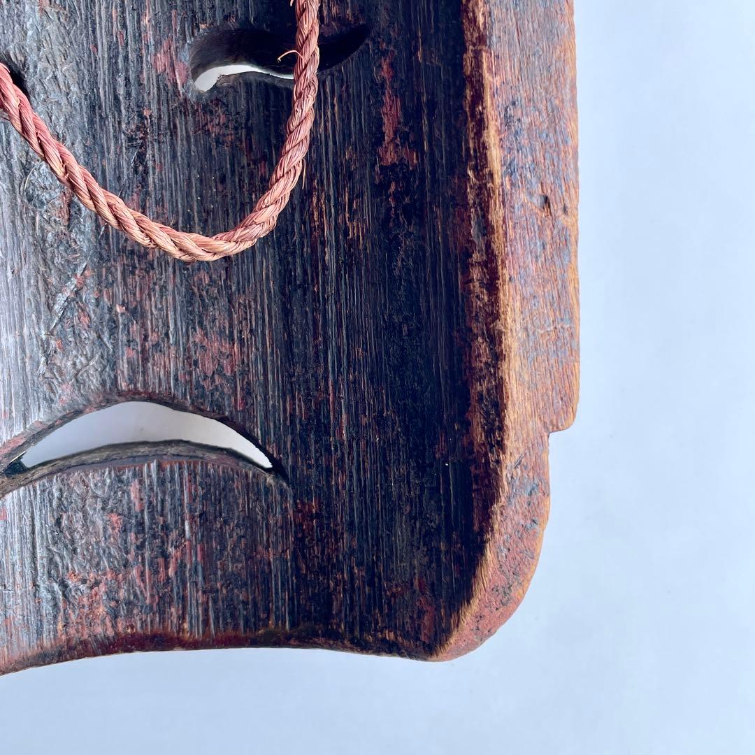 詳細不明だが古そう】能面 お面 マスク 木彫 彫刻 骨董 古美術