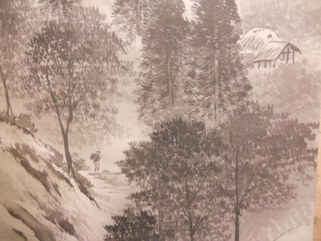 掛け軸 青楓 水墨山水 絹本 希少 軸装 茶道具 掛軸 美品 です。