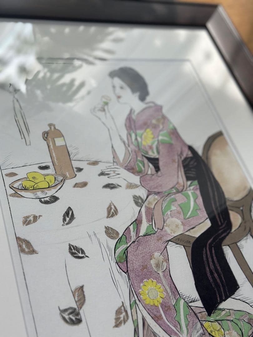 竹久夢二 青い酒 版画 リトグラフ アート 58×47cm