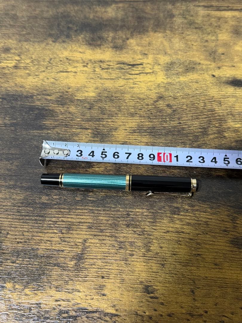 試筆のみ　旧天冠　スーベレン　緑縞　14C ペリカン　グリーン　EF