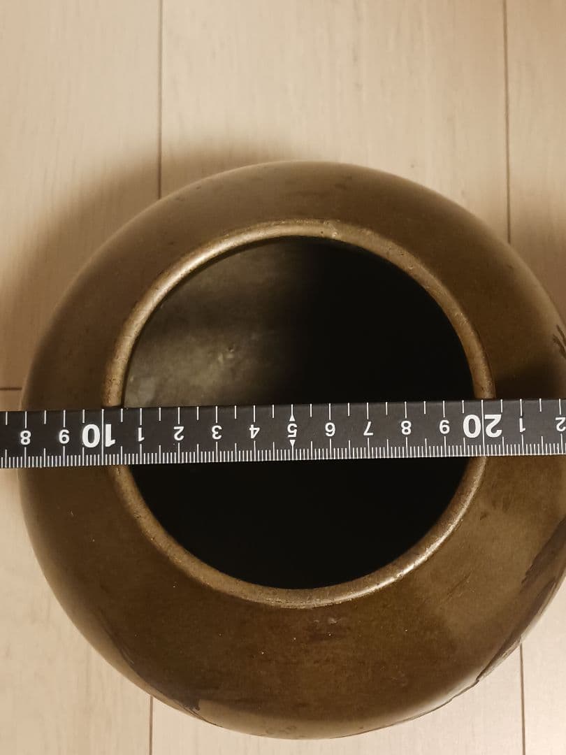 旧家 蔵出し 銅製 花瓶 花生 鶴図 銘あり