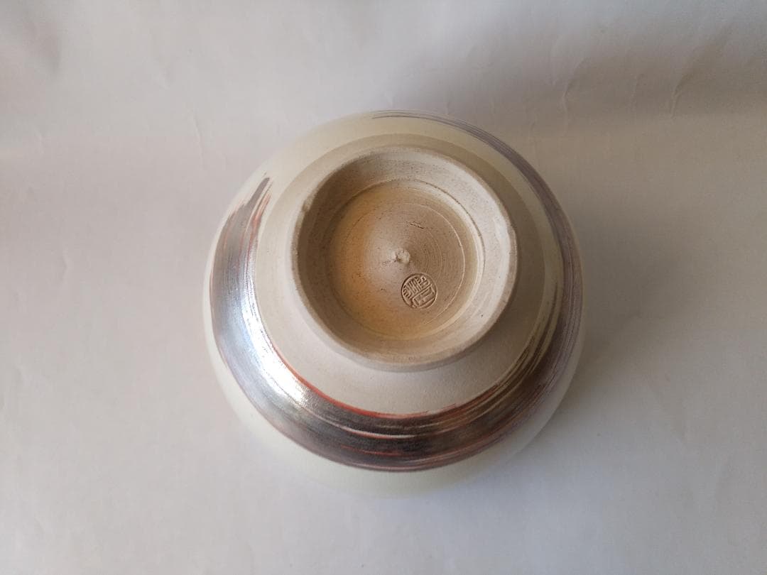 京焼 田中寿宝 作 仁清写 金襴 刷毛目 茶碗 茶道具 共箱 共布 栞