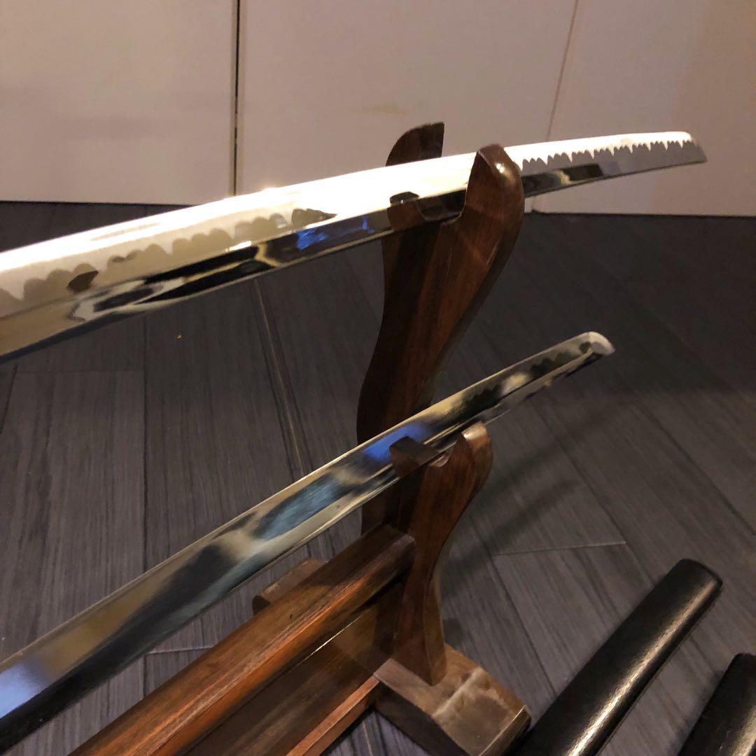 高級模造刀　居合刀　 美術刀剣　太刀　脇差　大小セット　緑拵え