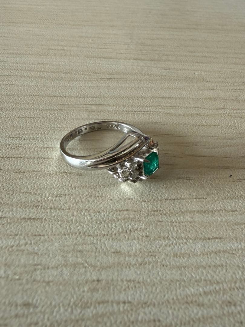 美品エメラルド ダイヤモンド シルバーリング