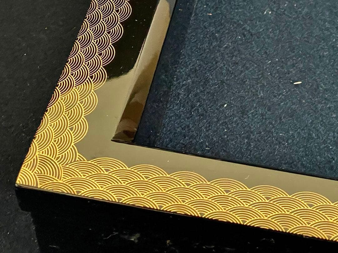 美品】「母」 青海波 蒔絵 村田 宗覚 炉縁 共箱 茶道具 (1126あ