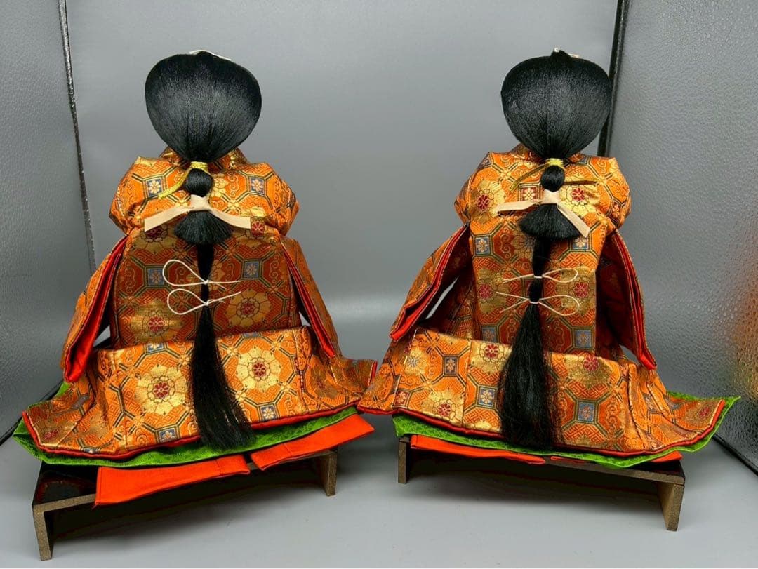 「雛人形付属　三人仕丁（随身人形）　橙色狩衣　太鼓付き　豪華衣装」