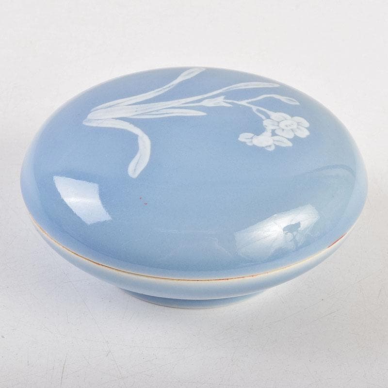 中国 上海西冷印社 花文 景徳鎮製款 光明朱砂印泥 肉池 U R9153