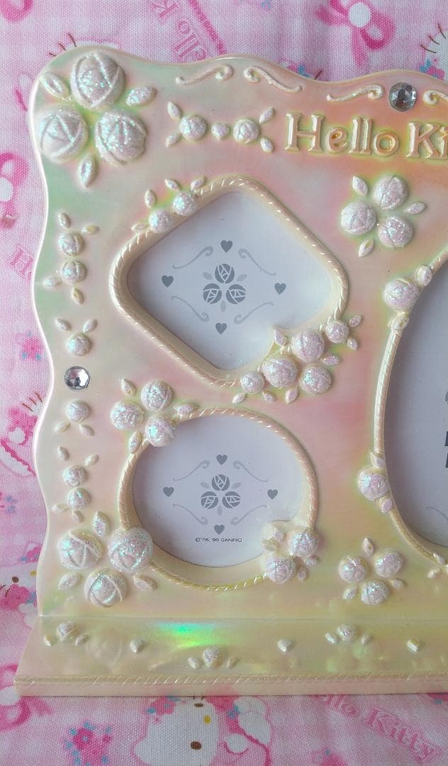 キティ フォトフレーム 1999年 ダイヤ ラメ 写真立て ホワイト