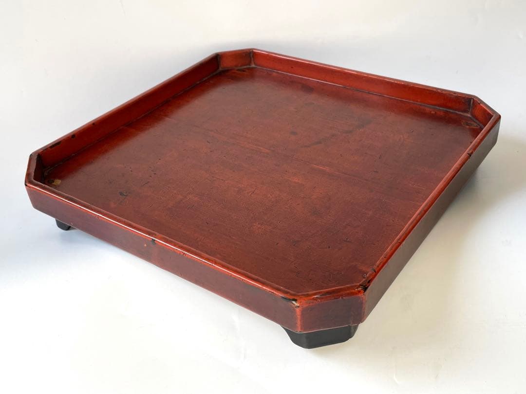 骨董 根来 お盆 御膳 懐石膳 折敷 根来折敷 根来盆 朱塗 漆 アンティーク