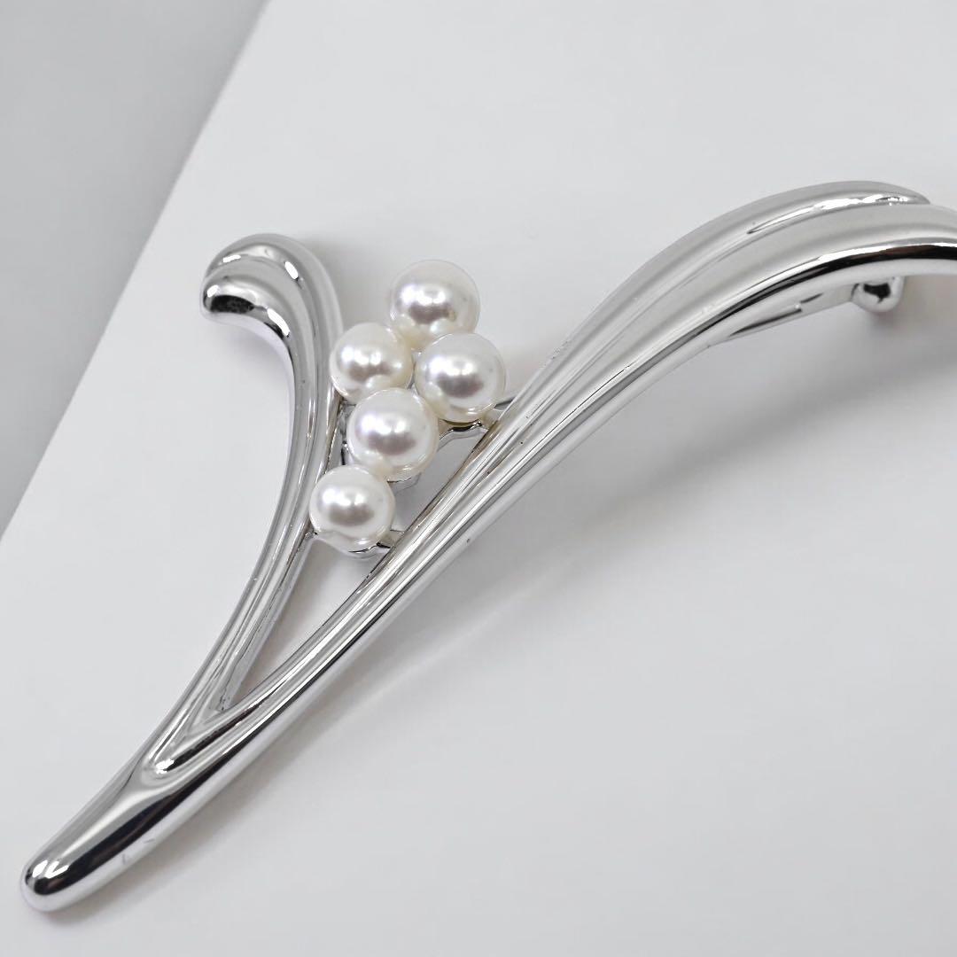 極美品】ミキモト アコヤ パール ブローチ コサージュ シルバー 本真珠