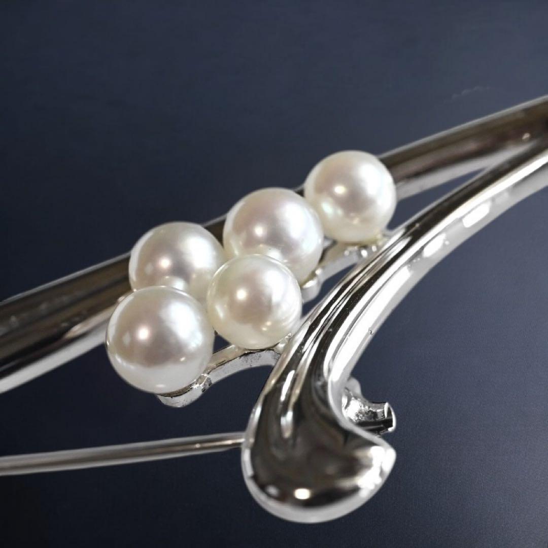 極美品】ミキモト アコヤ パール ブローチ コサージュ シルバー 本真珠