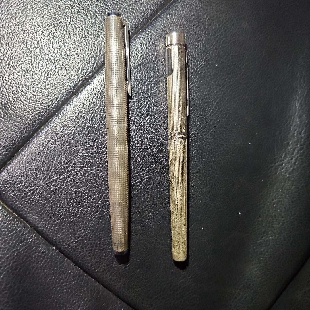 ☆希少☆シルバー ストライプ模様 万年筆 PLATINUM プラチナ 万年筆 シルバー ストライプ柄 ケース付き｜Yahoo