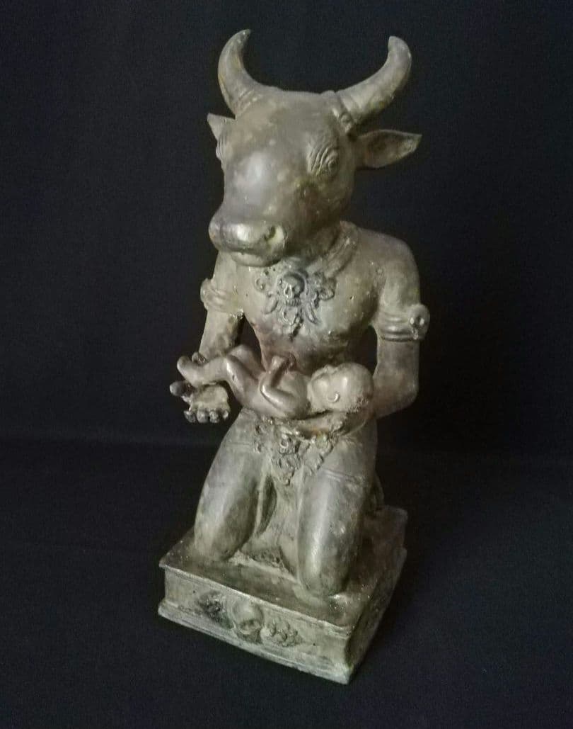 逸品 青銅牛神供犧子像 仏教 インド 中国 チベット 牛頭 ガジュラーホ