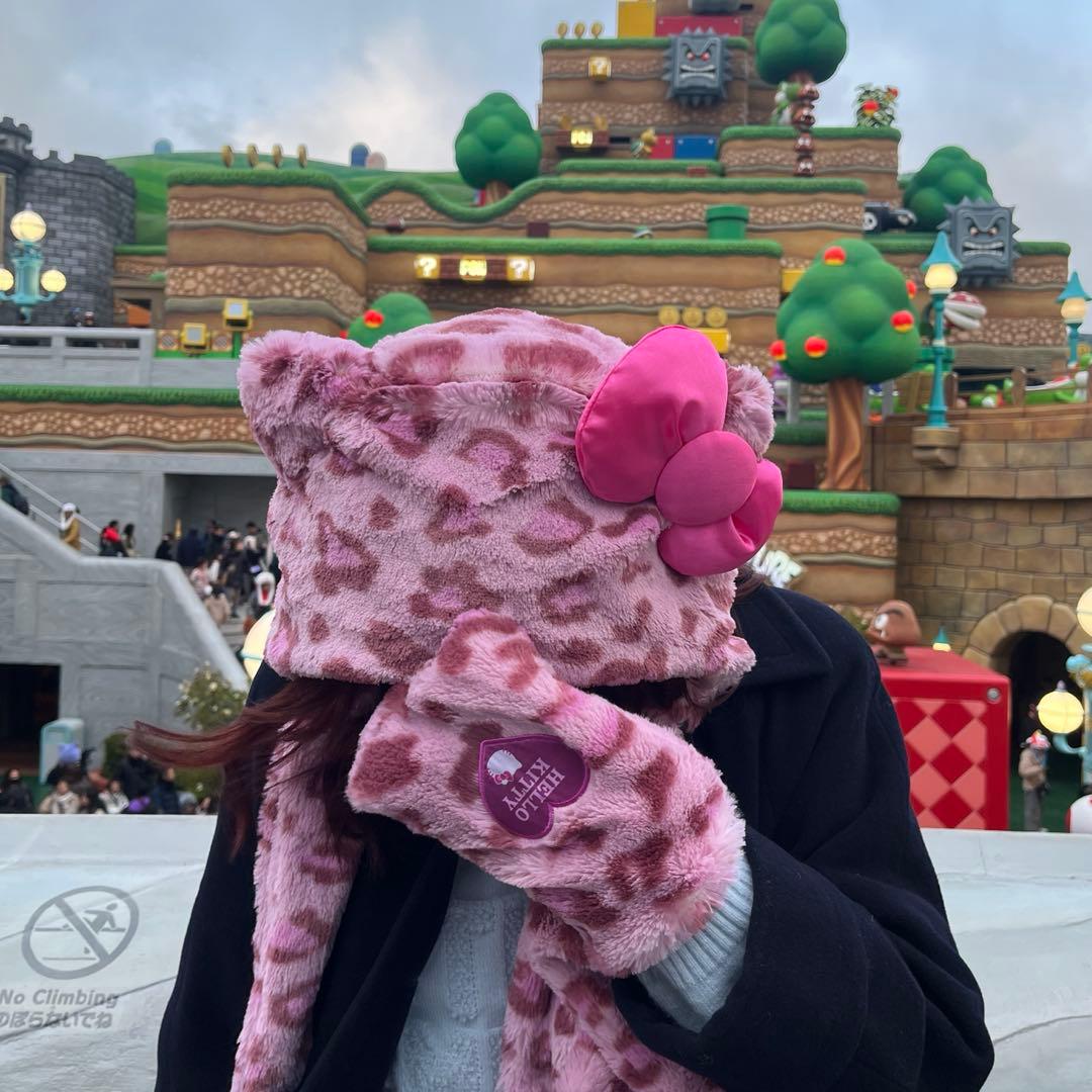 ユニバ USJ ハローキティ マフラーハット ヒョウ柄 - メルカリ