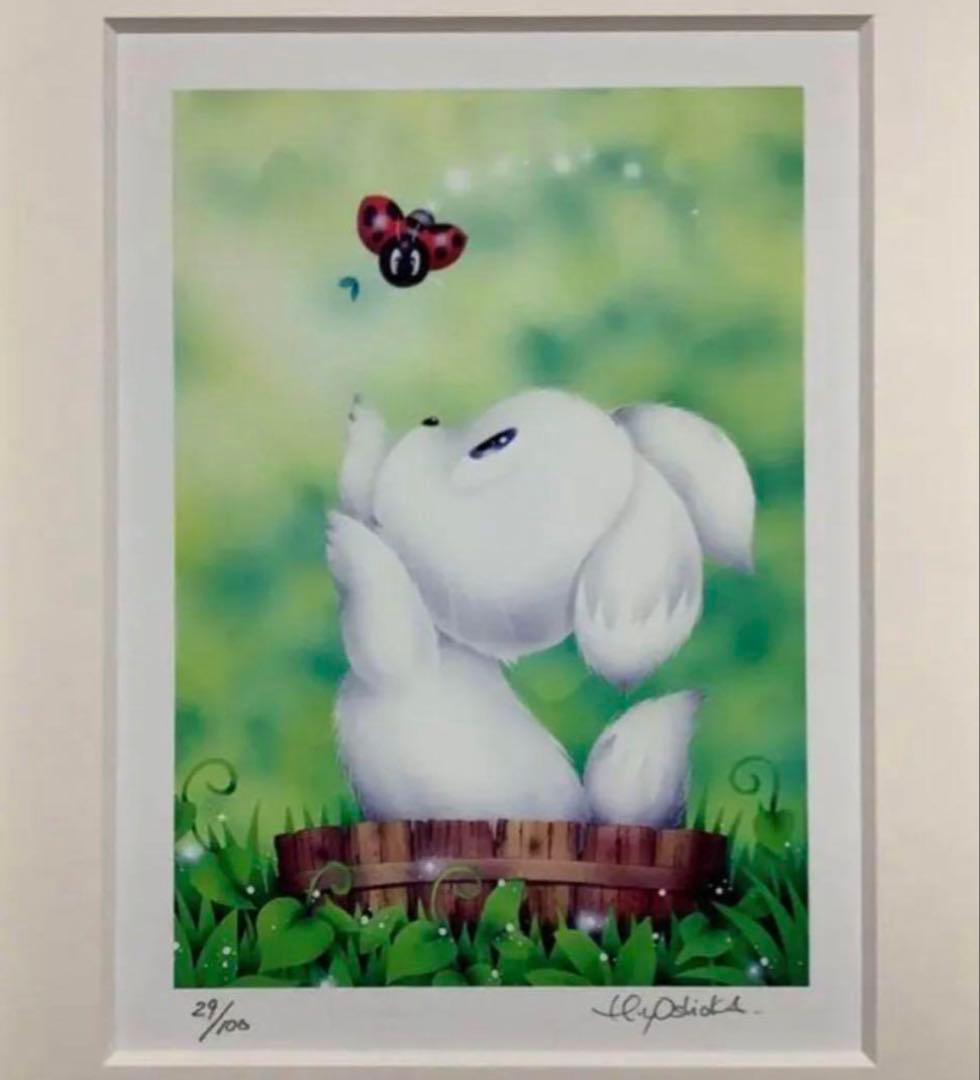 絵画・額縁・版画・芳岡ひでき・可愛い・うさぎ・蝶々・美術品