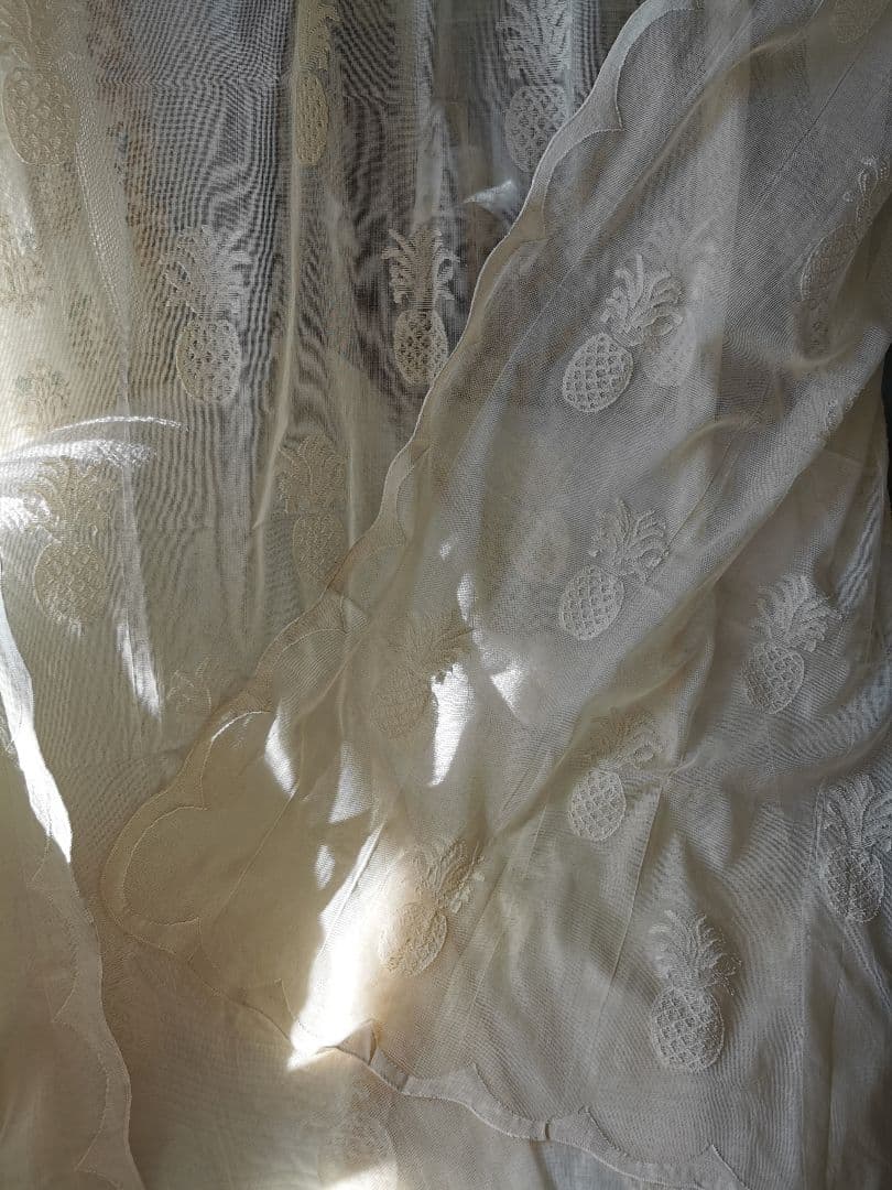 アンティーク ノッティンガムレース最高峰マドラスフレームカーテン