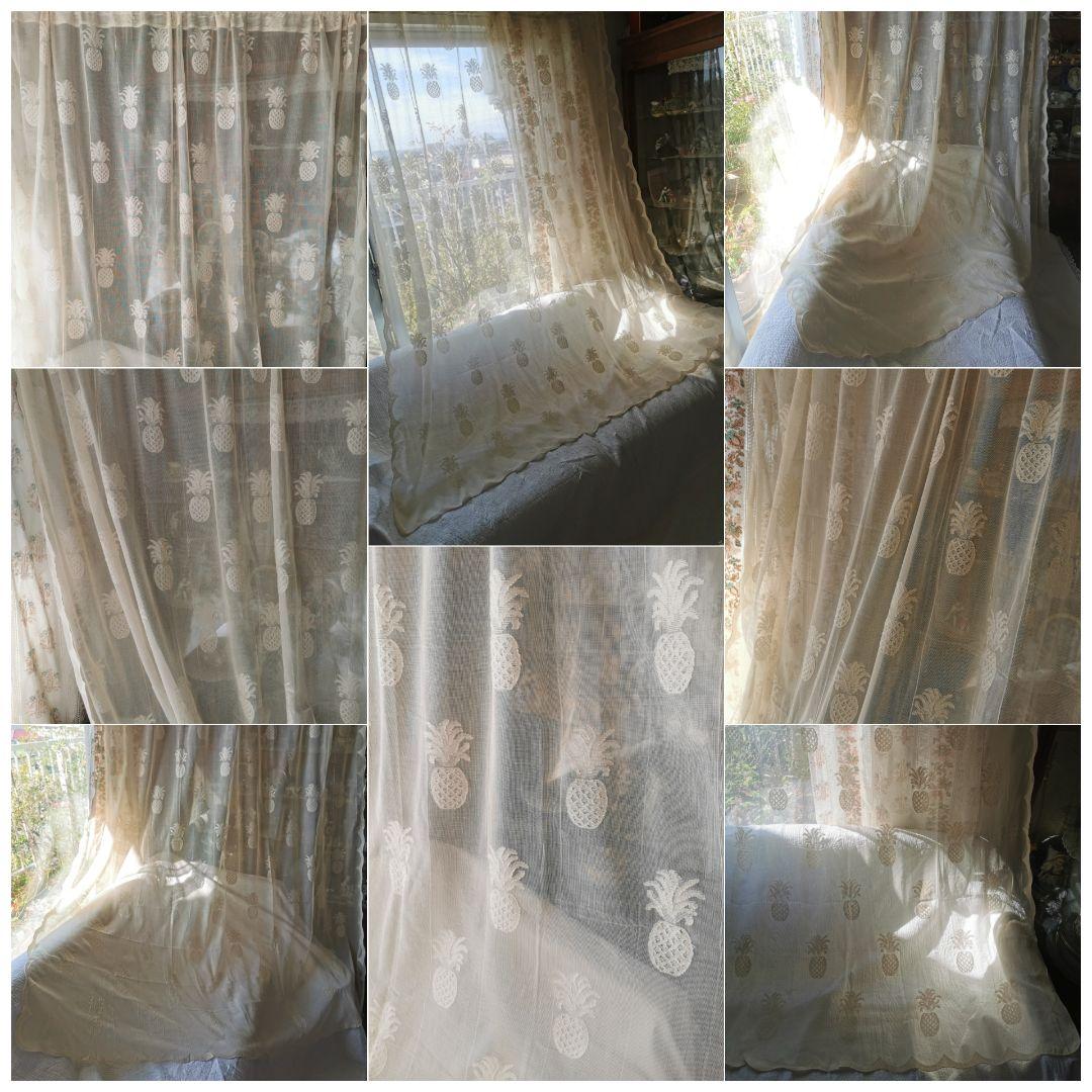 アンティーク ノッティンガムレース最高峰マドラスフレームカーテン