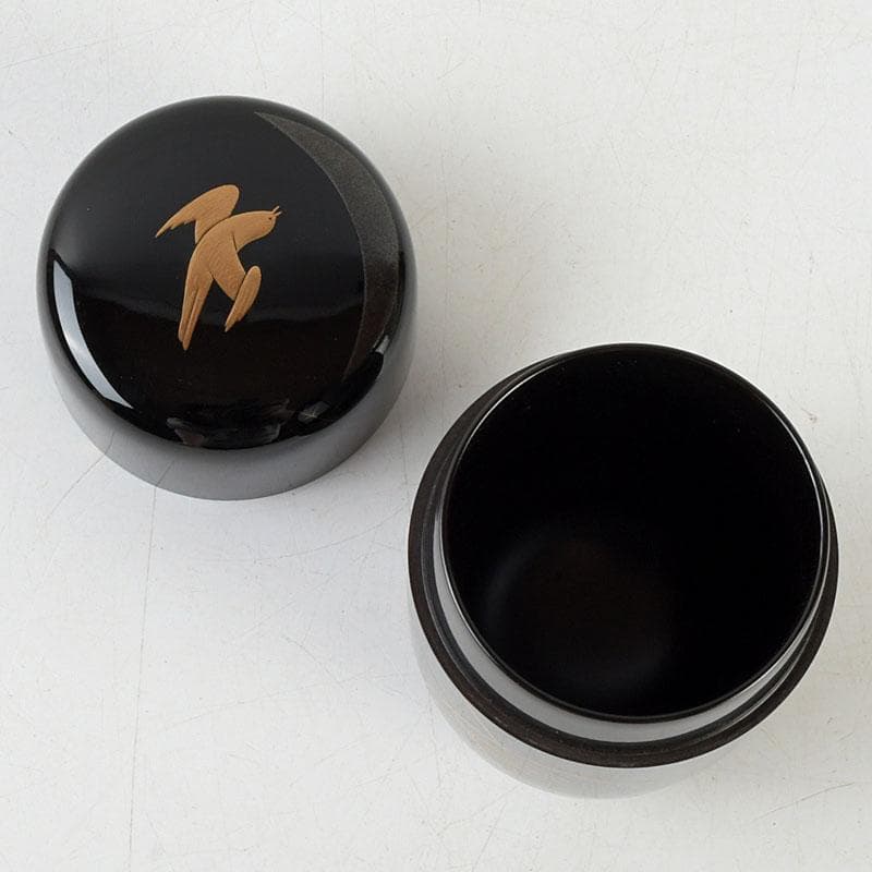 茶道具 中村宗悦作 時鳥蒔絵 長棗 仕覆付 共箱 V 9630